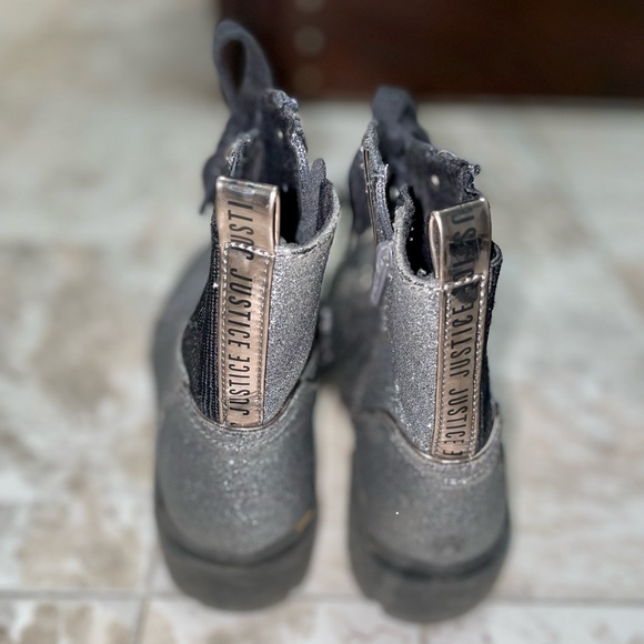 Justice Black glitter combat boots size 5 - Picture 2 of 3